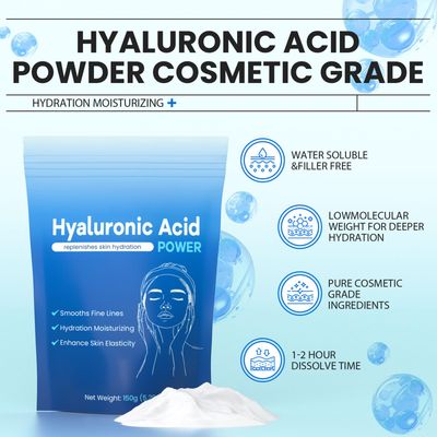 AQILUN Hyaluronic Acid Powder for Face, DIY Hyaluronic Acid Serum, Low Molecular Weight Hyaluroni Acid Powder for Skin Hydration and Moisture Support-5.29 oz