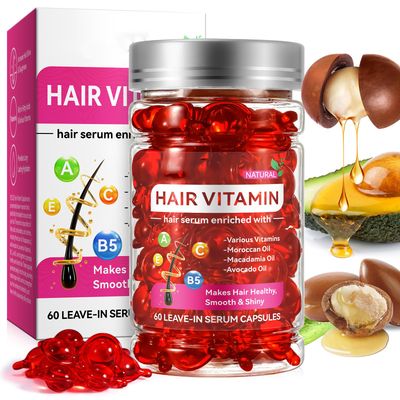 JCKBDNR Hair Styling Treatment Capsules - Frizzy Dry Hair Serum Enriched with Vitamins A, C, E, Pro B5, and Moroccan Macadamia Avocado Oils (2.02 Fl Oz)