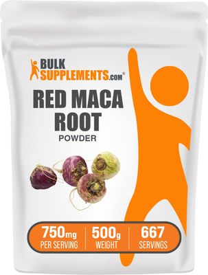 BulkSupplements.com Red Maca Powder - Maca Supplement. Red Maca Powder for Women Men, Red Maca Root Powder - Vegan Gluten Free, 750mg per Serving, 500g (1.1 lbs) (Pack of 1)