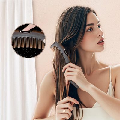Creative Dandruff Comb, Scalp Sweep Detoxing Energy Comb, Plastic Press Button Hollow Tooth Hairbrush for Scalp Care Massage Cleaning and Oil Removal with Ergonomic Handle for Women Men Kids