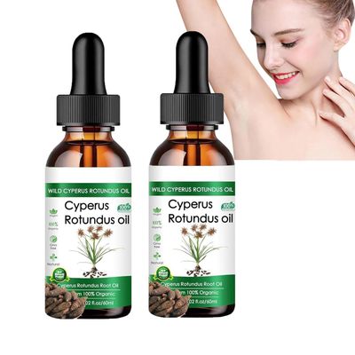 2 Pcs Cyperus Rotundus Oil, Cyperus Rotundus Oil for Hair Re moval, Natural Cyperus Oil with Dropper, Red ucing Body Hair Growth 60ml (B)
