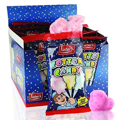 Lieber&#39;s Cotton Candy 12 Pack of Light Fluffy Vintage Candy Blue Red Carnival Birthday Party Favors Treats Supplies for Kids, Kosher 0.8 Ounce Bags (12 Pack)