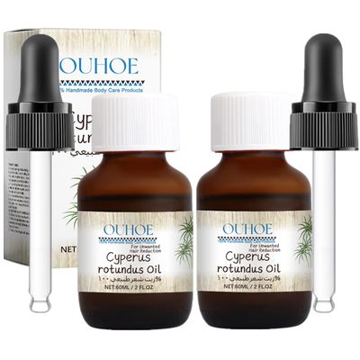 2Pcs Cyperus Rotundus Oil,Natural Cyperus Rotundus Oil for Hair Removal,Reduces Unwanted Hair Growth,Moisturizes Soothes Skin,Reducing Body Hair Growth,Shrink Pores for All Skin Types(60ml)