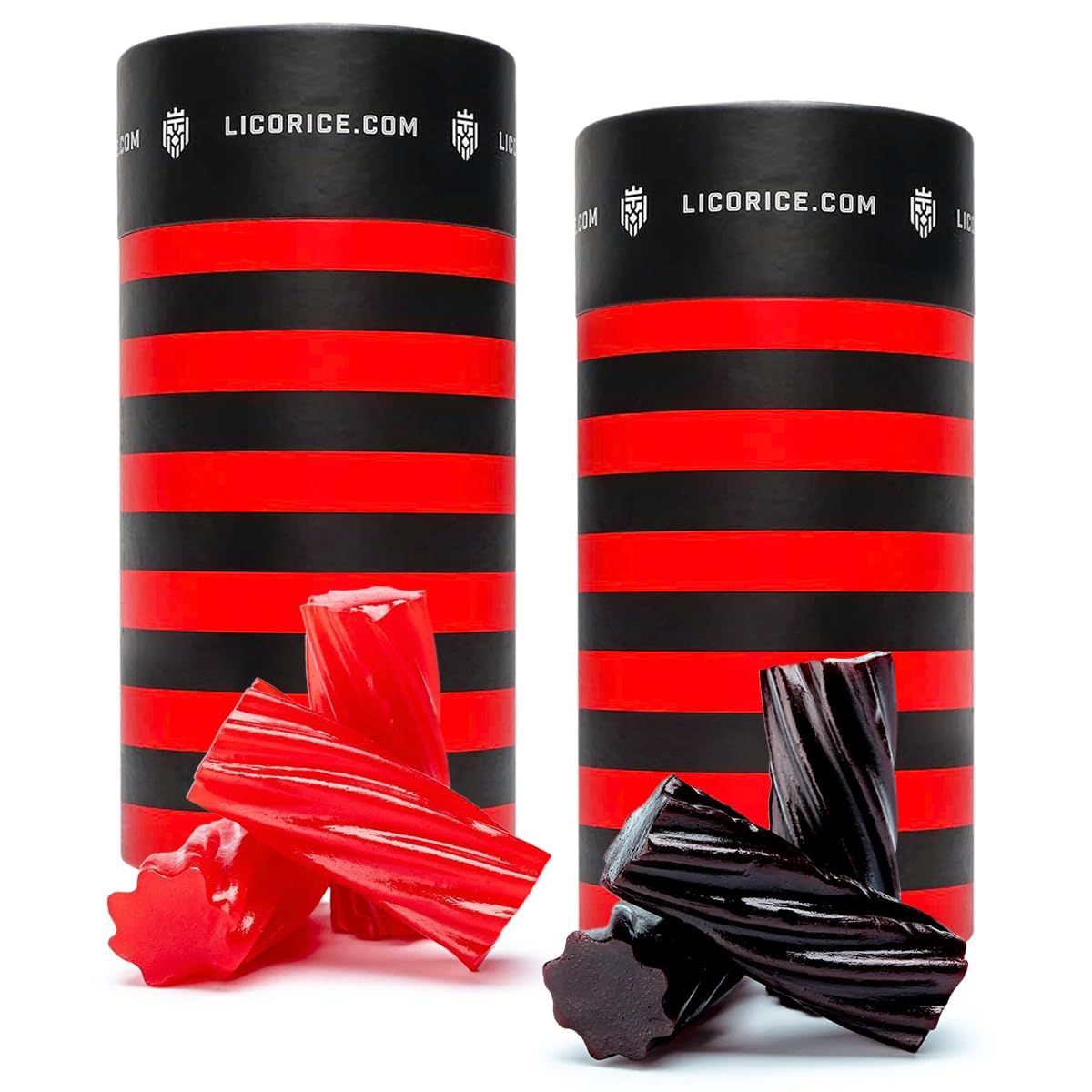 Licorice.com Red and Black Licorice Licorice Candy Twists Soft Chewy Australian Licorice In Yummy Sweet Strawberry Flavor Pack of 2