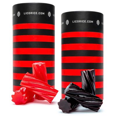 Licorice.com Red and Black Licorice Licorice Candy Twists Soft Chewy Australian Licorice In Yummy Sweet Strawberry Flavor Pack of 2