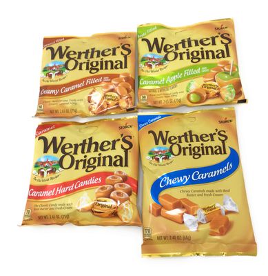 Werthers Bundle (4 Items) Variety Pack (Original Hard CandiesChewy CaramelsCreamy Caramel FilledCaramel Apple Filled)