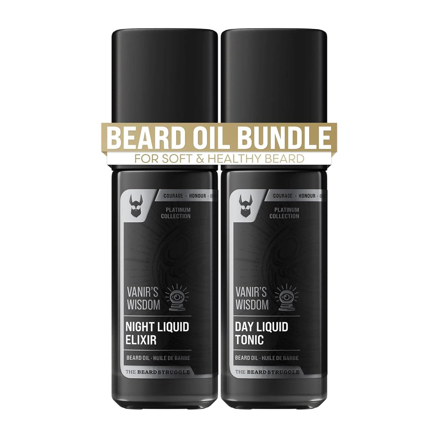 The Beard Struggle Tonic Elixir Beard Oil Bundle - Platinum Collection - Grooming Beard Oil - Softens, Moisturizers, and Strengthens Beard Growth - Pack of 2, Vanir&#39;s Wisdom