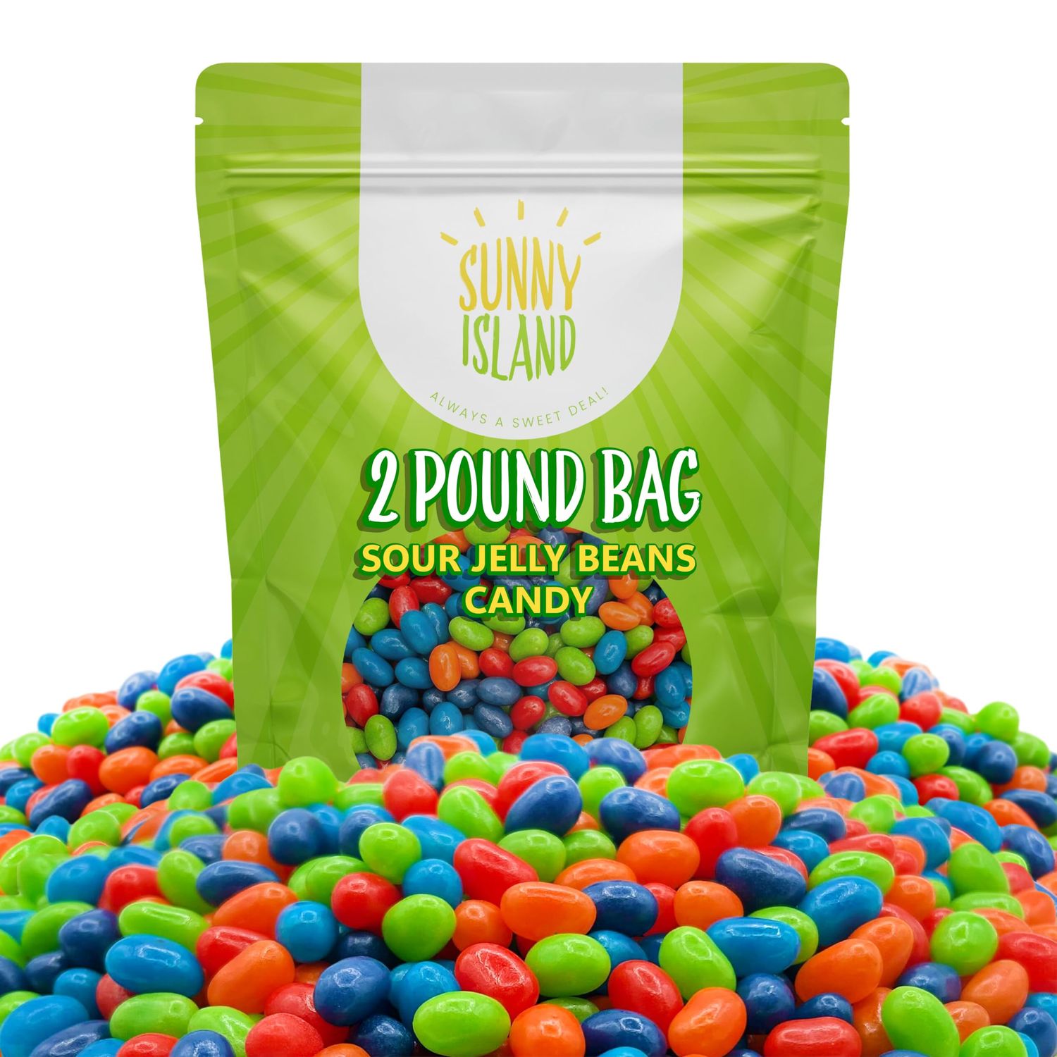 Sour Jelly Beans Candy 2-Pound Pack Assorted Zesty Fruit Flavors