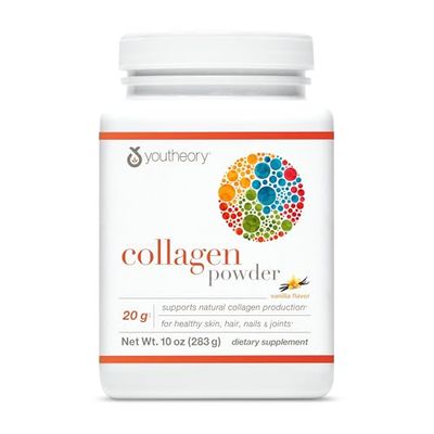 Youtheory Collagen Powder - Premium Collagen Supplement with Vitamin C Biotin - for Healthy Hair, Nails, Skin Joints - Hydrolyzed Highly Absorbable - Dairy, Soy Gluten Free - Vanilla - 10 oz