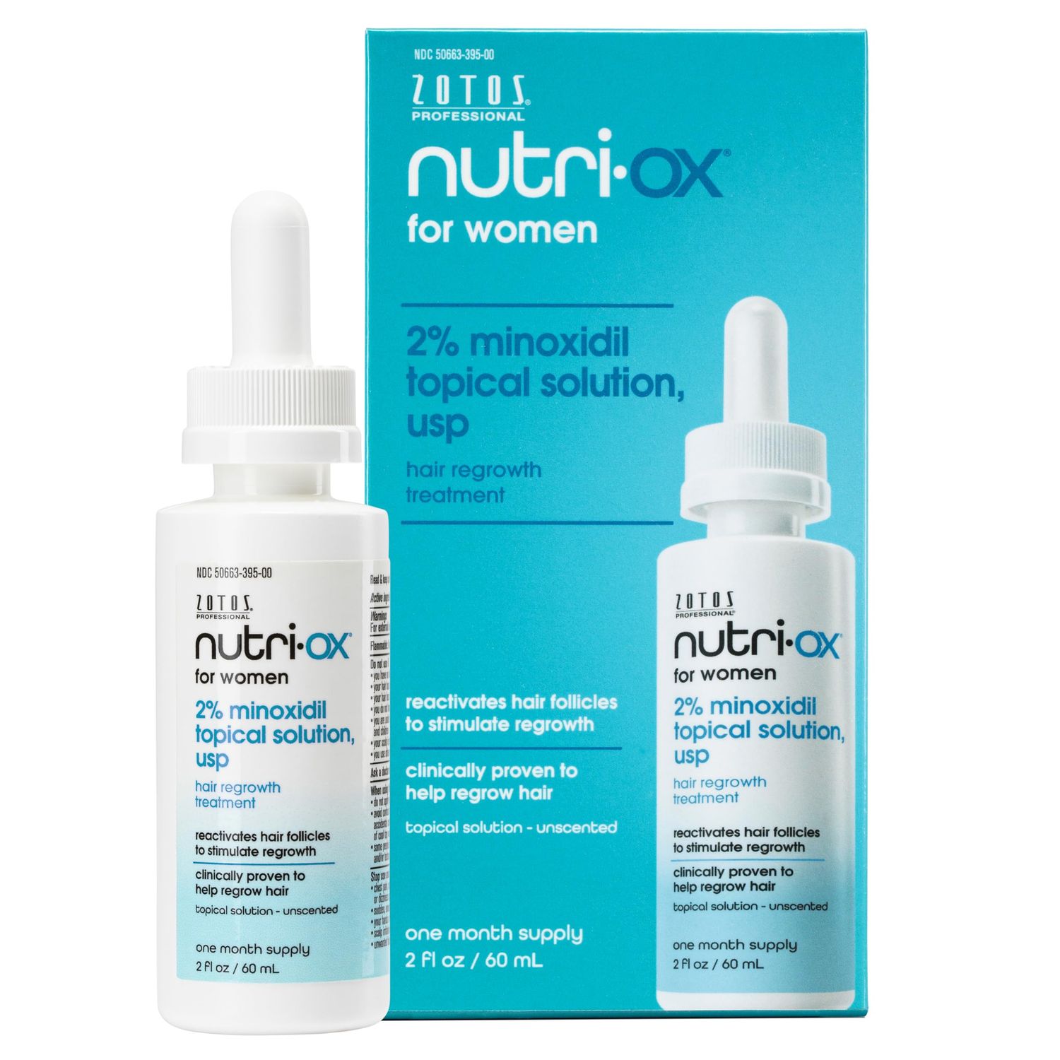 NUTRI-OX 2 Minoxidil for Women Topical Hair Regrowth Treatment One Month Supply 2 Fl Oz