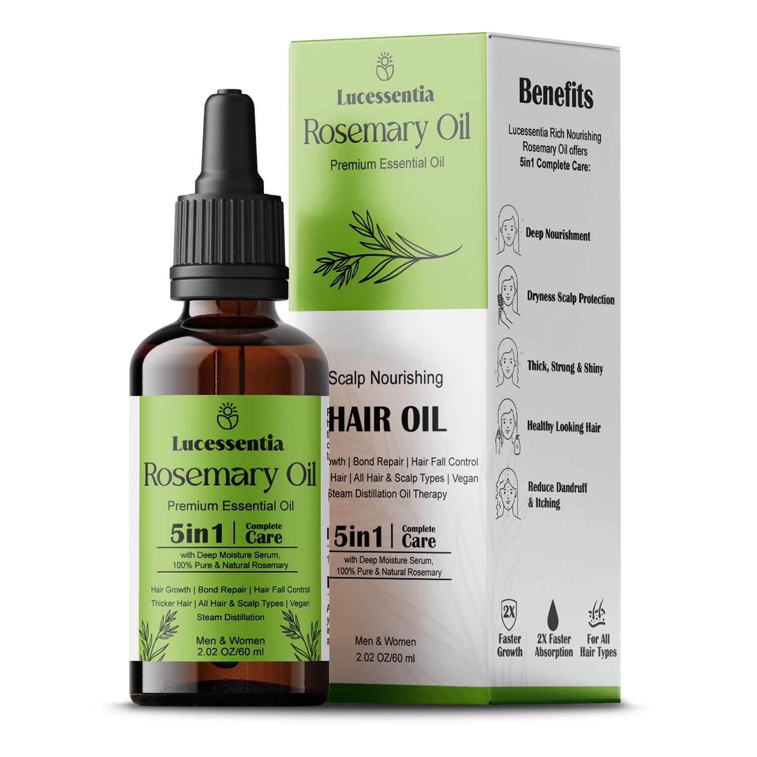 Rosemary Oil for Hair Growth, Promotes Hair Growth, Strengthens the Scalp, and Stops Hair Loss, Best Serum for Soothing the Scalp, Anti Dandruff Anti Itching. Made in USA