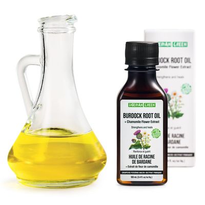 Siberian Green Burdock Oil with Chamomile Extract - 100ml Burdock Root Oil for Hair Growth, Hair Thinning and Loss - Pure and Natural Siberian Herbs - Strengthening and Healing Hair Care