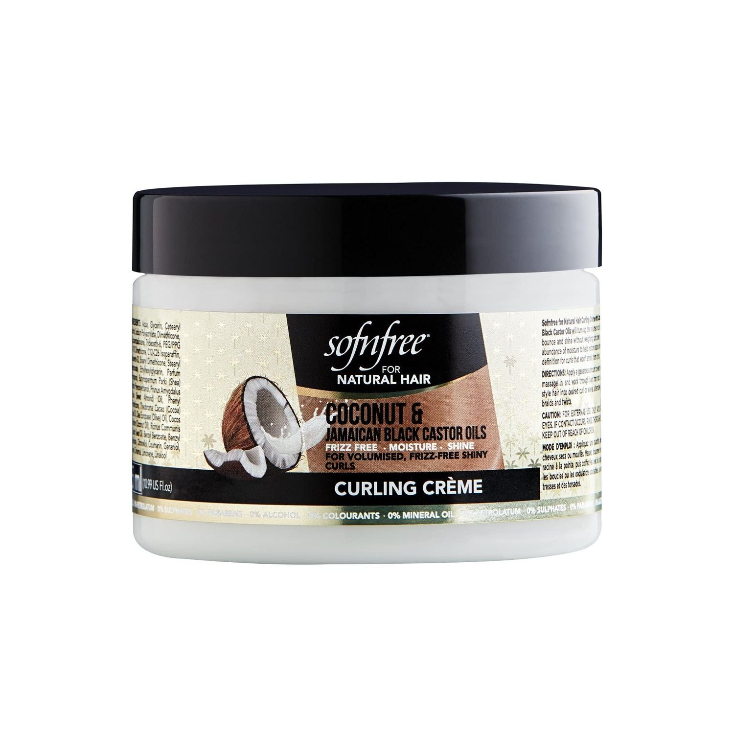 Sofnfree Coconut Jamaican Black Castor Oil Curling Cream for Natural Hair - Volumizer Hair Moisturizer for Coily Curly Hair - 11 Fl Oz (Pack of 1)