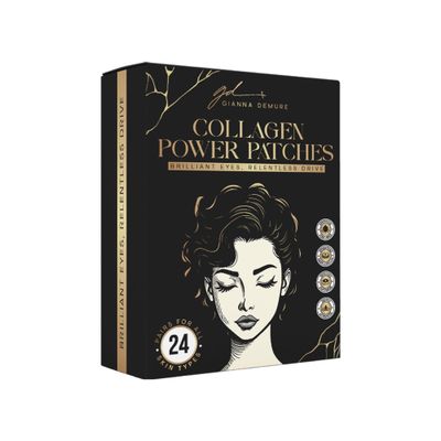 Gianna Demure Under Eye Patches for Dark Circles and Puffiness - 24 Collagen Pairs for Puffy Eyes, Wrinkles Bags - Gold Gel Eye Mask Vegan Cruelty-Free