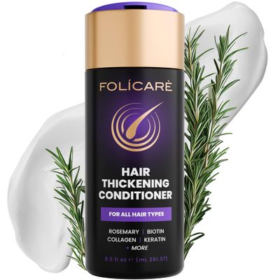 FOLICARE Hair Thickening Conditioner For Women Men, Biotin Conditioner For Men Women&#39;s Thinning Damaged Curly Hair, Sulfate Paraben Free