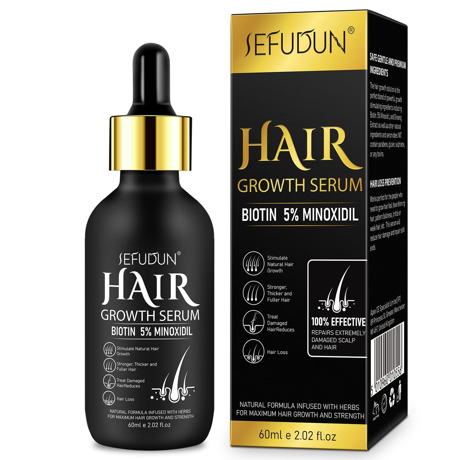 5 Minoxidil Hair Growth Serum, Minoxidil for Men Beard Growth, Natural Hair Growth for Longer Fuller Healthier Hair, Biotin Hair Growth Serum 5 Minoxidil Treatment-2.02 Fl.Oz