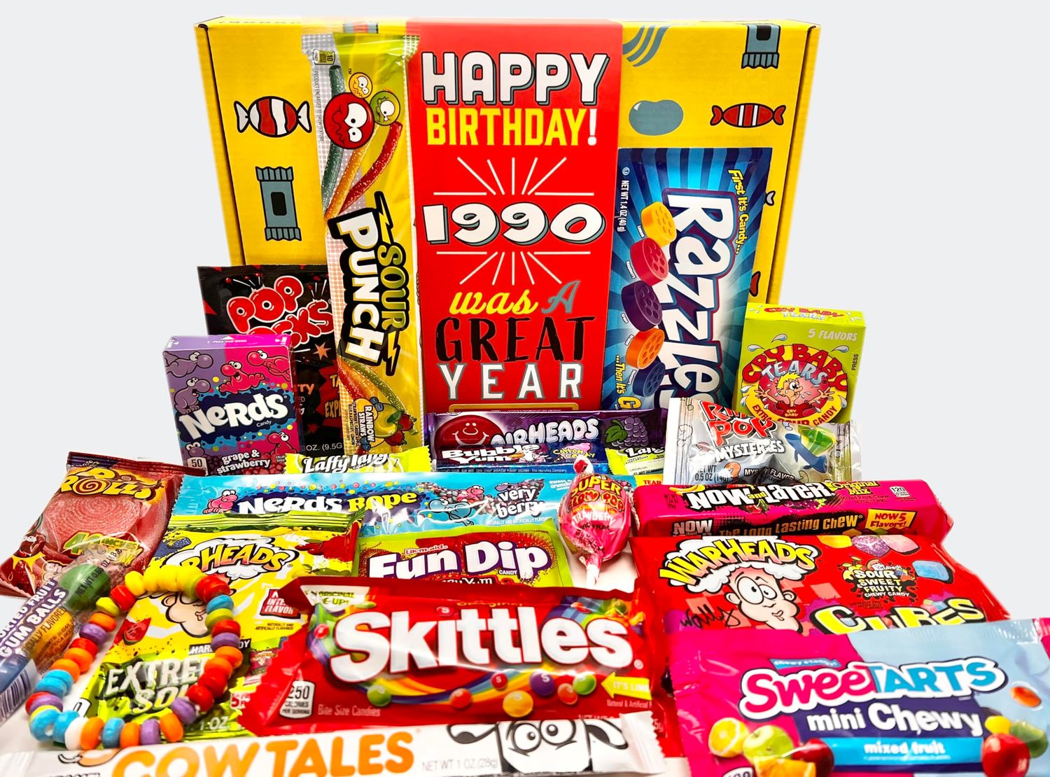 RETRO CANDY YUM 1990 35th Birthday Gift Box Nostalgic Candy Assortment from Childhood for 35 Year Old Man or Woman Born 1990