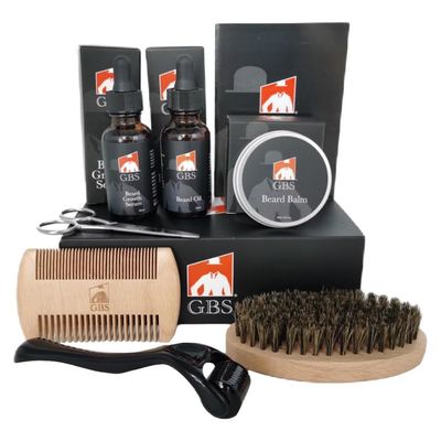 G.B.S Men&#39;s Beard Grooming Kit - Beard Oil, Growth Serum with Biotin, Balm, Brush and Comb Gift Set