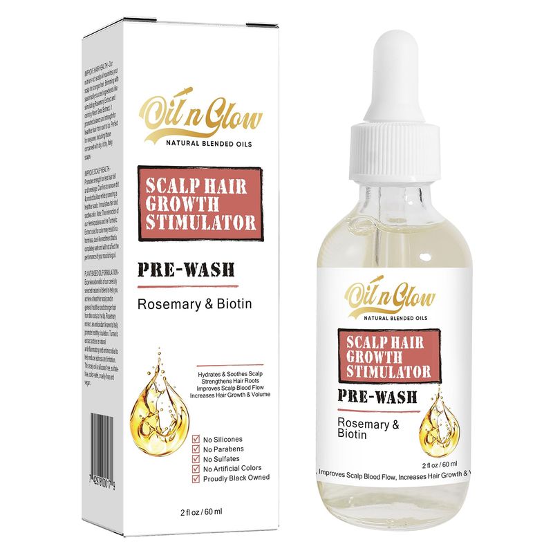 OilnGlow - Natural Pre-Wash Scalp and Hair Treatment Oil with Rosemary Oil Biotin for Hair Growth, Pre-Shampoo Moisturizer Scalp Serum, Growth Stimulator for Thinning, Breakage, Hair Loss - 2 Fl Oz
