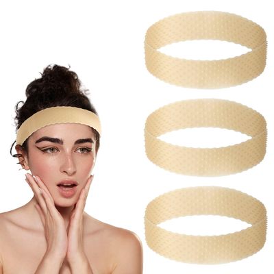 3 Pieces Silicone Wig Grip Band, Adjustable Wig Headband Seamless Non-slip Elastic Headband Sweat-Proof Hold For Men Women Sports Yoga Hair Styling (Skin Color)