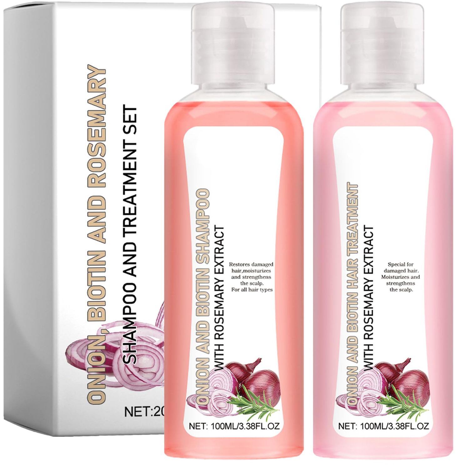 Onion Biotin and Rosemary Shampoo Treatment Set for Stronger, Thicker and Longer Hair - Soft and Shine, Hair Loss and Thinning Hair, Growth Shampoo for All Hair Types Conditioner Hair Care