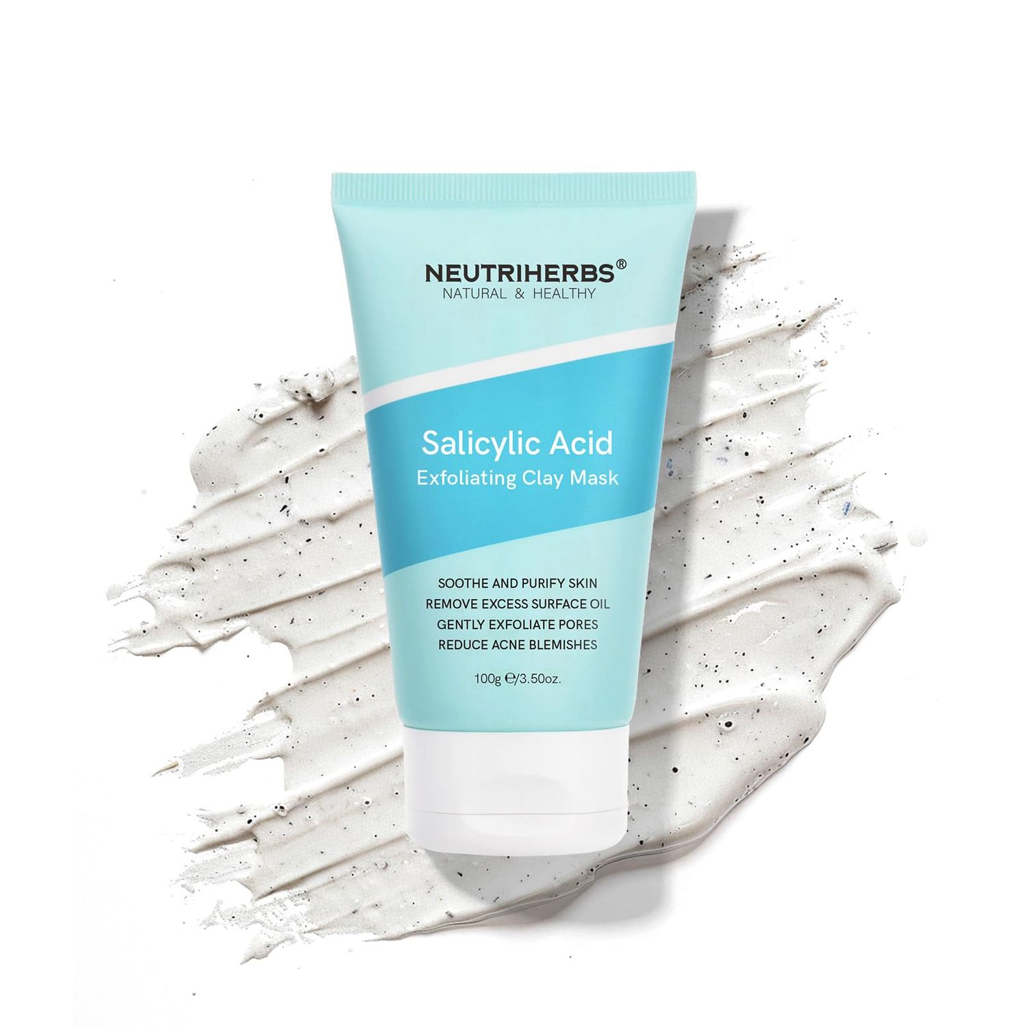 Neutriherbs Salicylic Acid Clay Mask, Hyaluronic Acid Clay Mud Mask, Purify Skin, Remove Dead Skin And Unclogged Pores, Face Mask For Oily Acne Prone Skin - 3.5 Oz