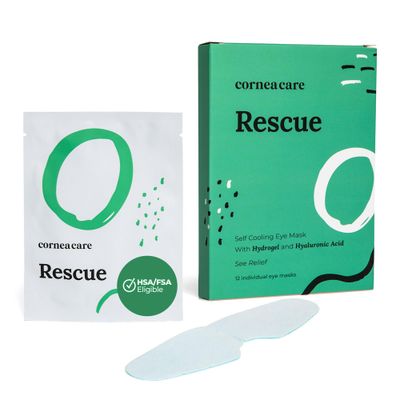 CorneaCare Rescue: Hydrogel Self Cooling Compress Cold Eye Masks for Puffy Eyes Self Cooling Eye Compress for Fast Relief Travel Ready 12 Count FSA HSA Eligible