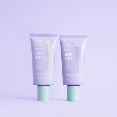 Naked Sundays SPF 50 Collagen Glow 100 Mineral Sunscreen, Hydrating SPF with Zinc Oxide, Vegan Collagen, Primer Sheer Tint, Mineral SPF for Healthy Glow - 2 pack