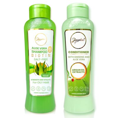 ANYELUZ Aloe Vera Shampoo and Conditioner Set, With Biotin, Provides Strength and Vitality to your Hair, Removes Excess Oil and Residues, for All Hair Types