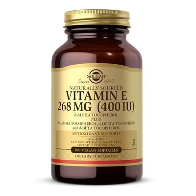 SOLGAR Vitamin E 268 mg (400 IU) - 100 Vegan Softgels - Naturally Sourced - Non-GMO, Gluten Free - 100 Servings