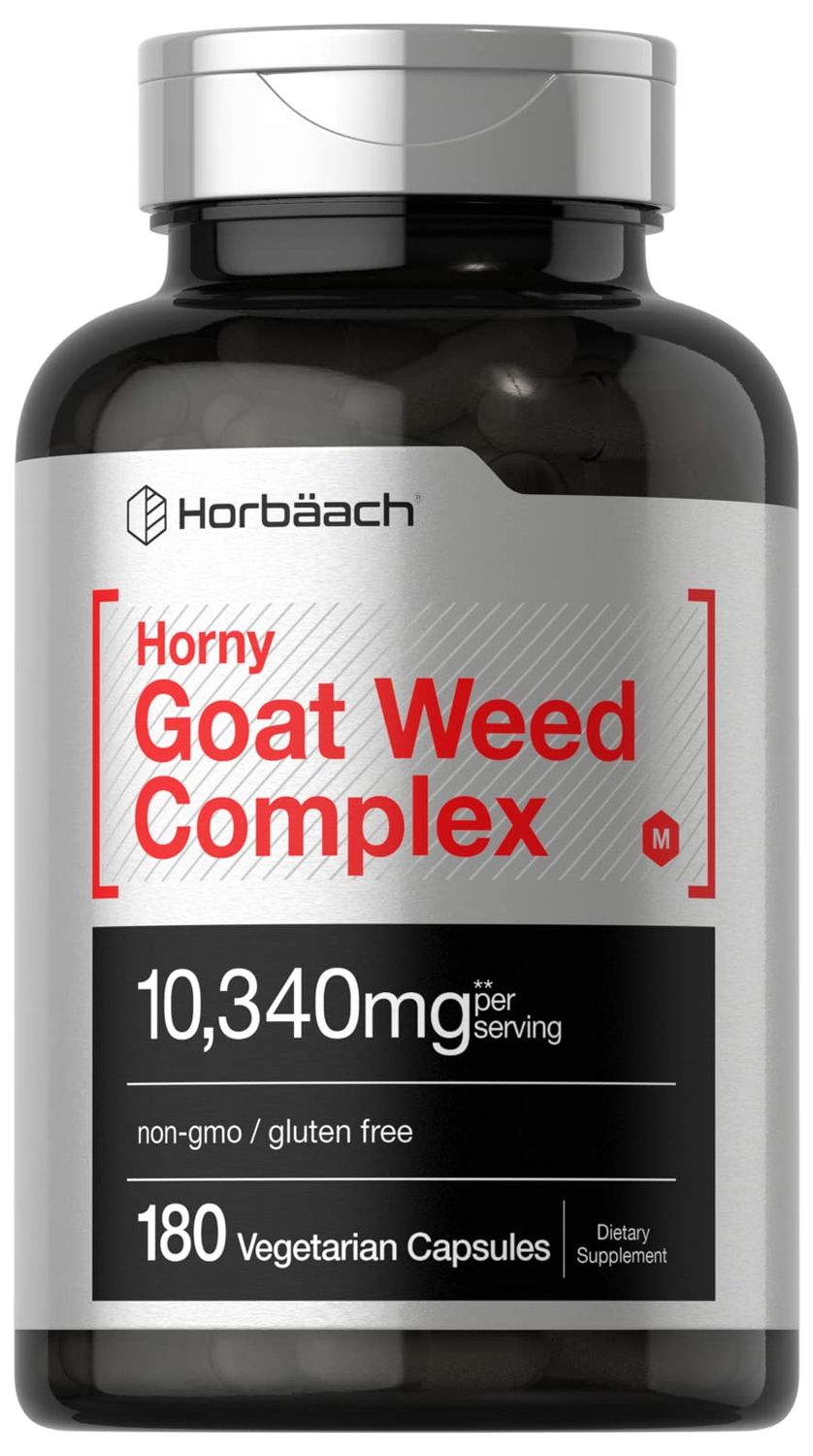 Horbach Horny Goat Weed Complex 10,340 mg 180 Capsules Vegetarian, Non-GMO, and Gluten Free Formula with Tribulus, Maca, Yohimbe, and L-Arginine