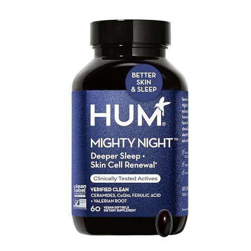 HUM Mighty Night - Nighttime Supplement for Skin CoQ10 Ferulic Acid to Promote Skin Cell Turnover - Overnight Beauty Vitamins for Women (60-Count)