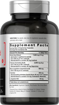 Horbach Horny Goat Weed Complex 10,340 mg 180 Capsules Vegetarian, Non-GMO, and Gluten Free Formula with Tribulus, Maca, Yohimbe, and L-Arginine