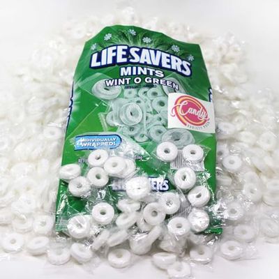 Wint O Green Mints Candy Bundle - 2lb Bulk Pack of Individually Wrapped Wintergreen Mints - Hard Candy Mints Individually Wrapped, 2 Pounds Bag Wintogreen Mint Candy