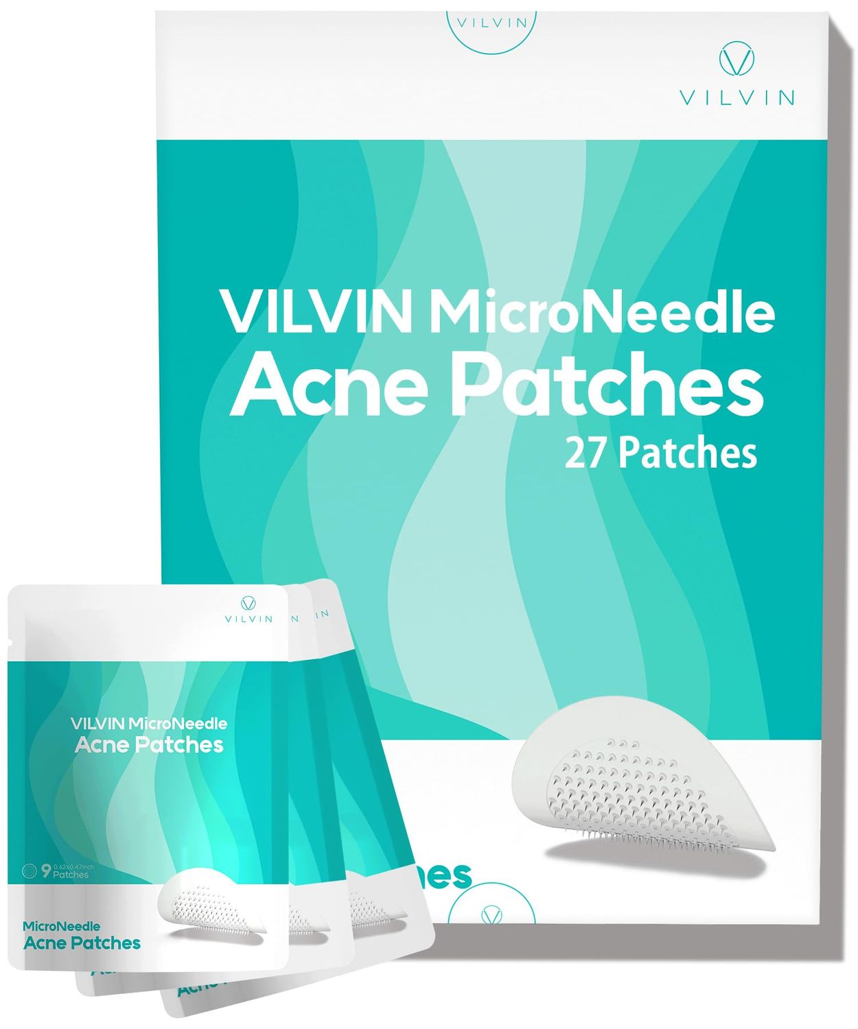 VILVIN Microdart Acne Patch - Zit Patches for Face - 27 ea - Fast Acting Blemish Cystic acne patches - Hyaluronic Acid, Tea Tree - Micropoint Pimple Patch