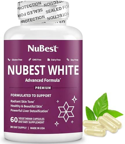 NuBest White - Glutathione 400mg Milk Thistle Extract - Skin Brightening Supplement - Supports Beautiful and Radiant Skin - Antioxidant Detoxification - 1 Pack 1 Months Supply