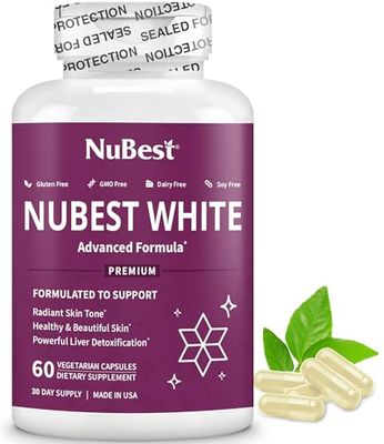 NuBest White - Glutathione 400mg Milk Thistle Extract - Skin Brightening Supplement - Supports Beautiful and Radiant Skin - Antioxidant Detoxification - 1 Pack 1 Months Supply