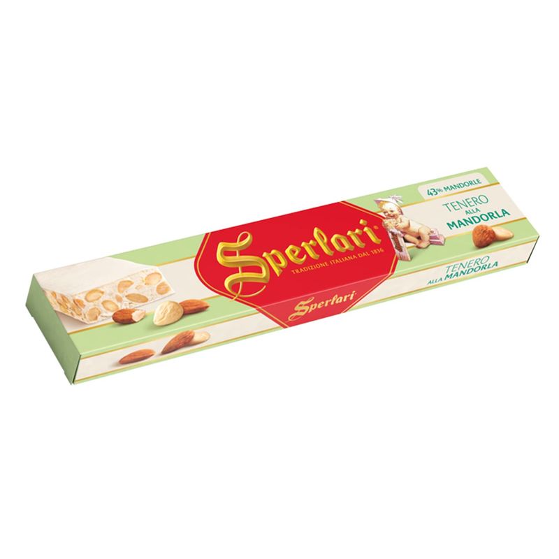 Sperlari Torrone Traditional Italian Candy - Gourmet Soft Nougat With Honey, Vanilla Crunchy Sliced Almonds - Holiday Italian Nougat Sweet Treat - Full Size Candy For Gifting - 8.81oz (250g) 1 Pack