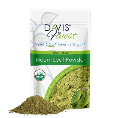 Davis Finest Organic Neem Powder 250g, Ayurvedic Pure Natural Dried Neem Leaves for Hair Skin, Food Grade Azadirachta Indica