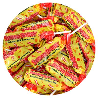 Sugar Daddy Milk Caramel Pops, 2 Pound Bulk Bag (Approx. 65 Lollipops) Caramel Lollipops, Sugar Daddy Suckers