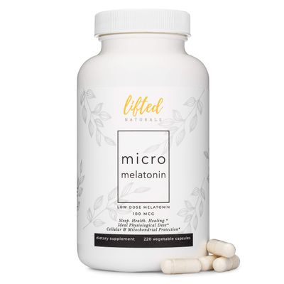 Lifted Naturals Micro Melatonin Family Size - All-Natural Melatonin for Fast Better Sleep, Easy to Swallow 220 Vegetable Capsules with Low Dose Melatonin, Non-GMO, Fast Dissolve Melatonin 100 mcg