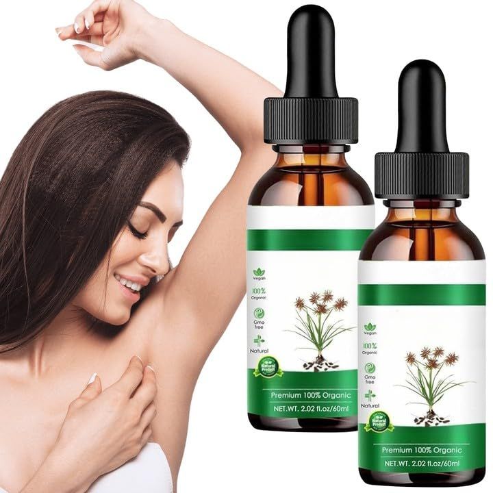 Cyperus Rotundus, Cyperus Oil for Hair Removal, Reducing Body Hair Growth, Moisturizing Soothing, Smooth Skin, for All Skin Types(2pcs)