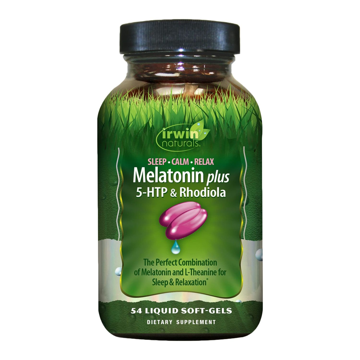 Irwin Naturals Melatonin Plus 5-HTP Rhodiola - 54 Liquid Soft-Gels - with L-Theanine, Lemon Balm Ashwagandha