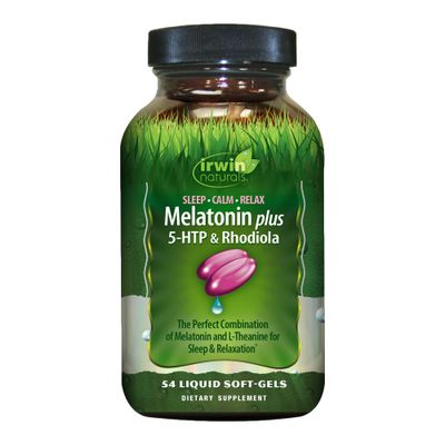 Irwin Naturals Melatonin Plus 5-HTP Rhodiola - 54 Liquid Soft-Gels - with L-Theanine, Lemon Balm Ashwagandha