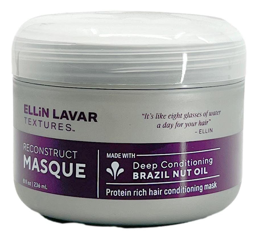 Ellin LaVar Textures ReconstructMasque Hair Mask with Brazil Nut Oil Protein Rich Deep Conditioning Mask Retain Moisture in Hair Scalp Support Hair Growth Restore Dry Damaged Hair (8 oz)