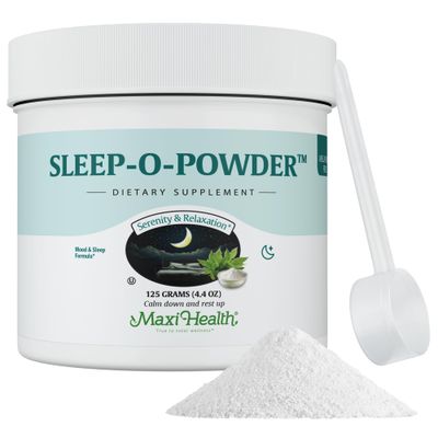 Maxi Health - Sleep Powder with Magnesium, Inositol L-Tryptophan - Zero Melatonin Non Habit Forming Sleep Aid - Easy Drink Mix, Relaxing Sleep Drink Supplement for Bedtime, 4.4 Oz Sleep-O-Powder