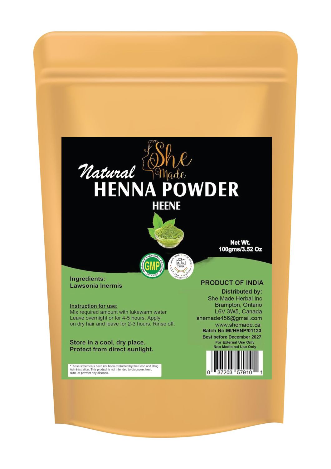 She Made Pure Natural Herbal Heena Powder for Natural Hair DyeColor - Rajasthani Heena Mehndi Powder For Soft, Shiny Healthy Hair Growth Natural Hair Conditioner Lawsonia Inermis