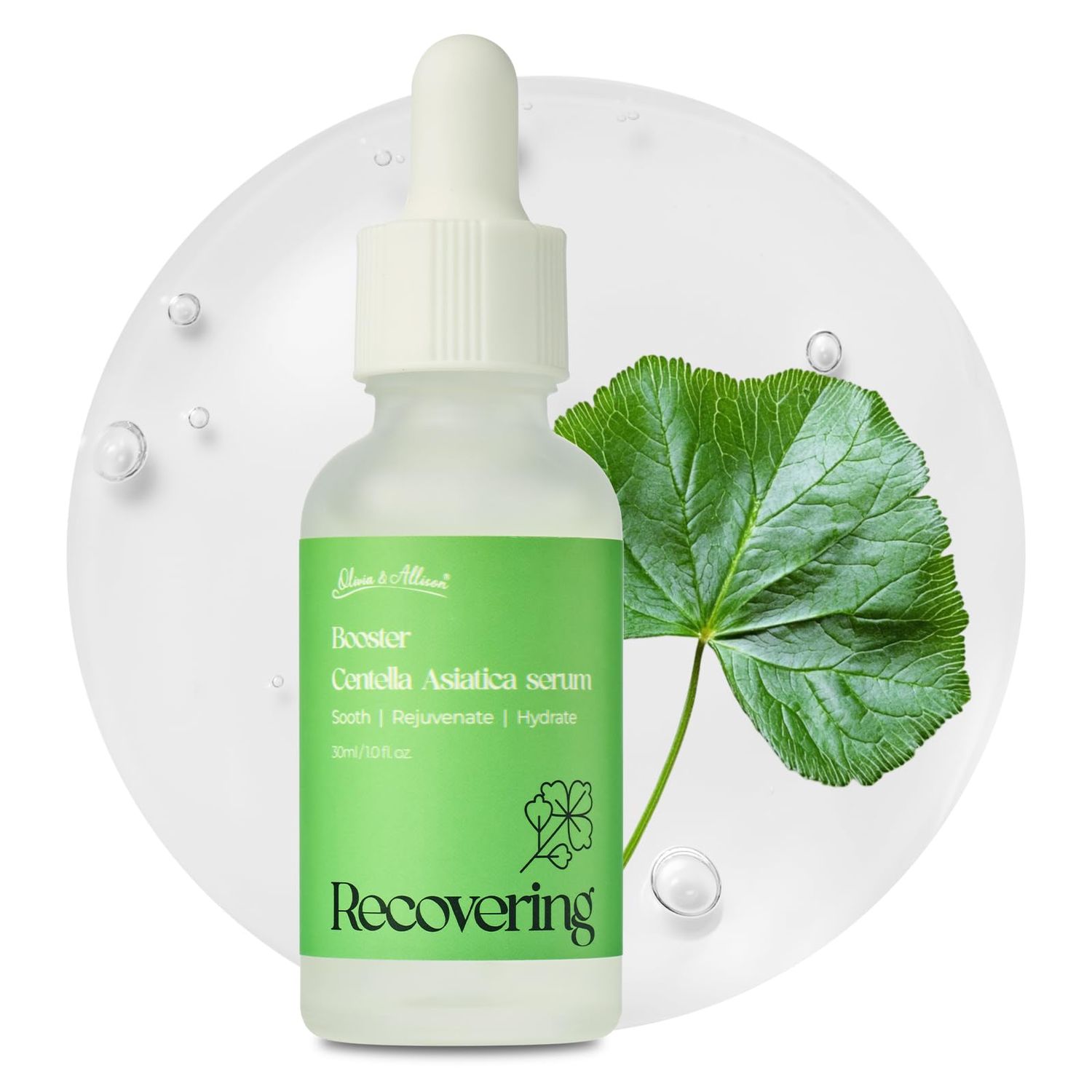 Olivia Allison Centella Asiatica (CICA) Serum 1.0 fl oz - With Triple Hyaluronic Serum for Intense Hydration for Dewy Glow