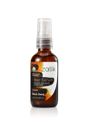 Zatik Naturals - Hair Serum with Argan Black Seed Organic Oil Blend, For Curl enhancing, and fine hair, Vegan, Non-GMO, Free of Gluten, Soy, Alcohol - pH Balanced, Biodegradable, 2.0 fl oz, 60ml