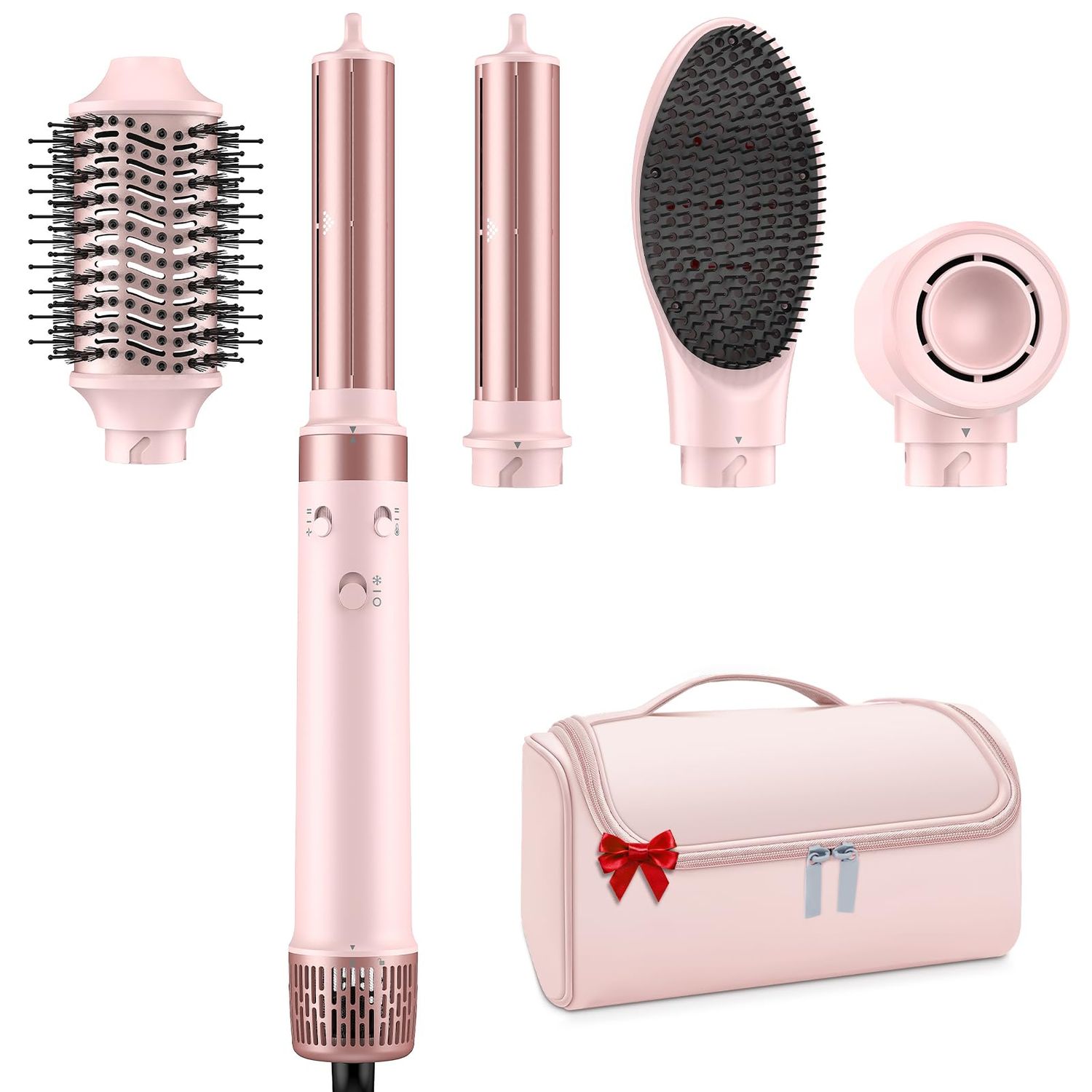 Dual Voltage 5 in 1 Hair Air Styler - Air Wrap Curler with High-Speed Hair Dryer, Straightening Blow Dryer Brush for Multiple Styling, No Heat Damage Multi-Styler with Travel Case Global Edition